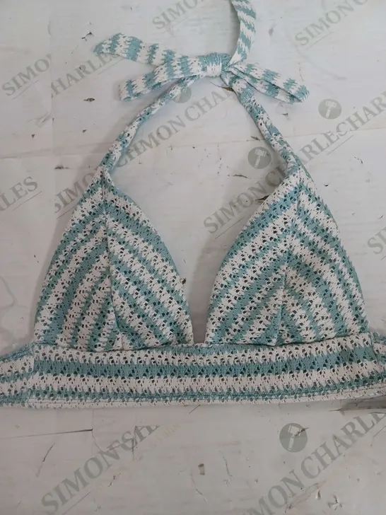 HOLLISTER TEAL & WHITE SUMMER BRA - MEDIUM