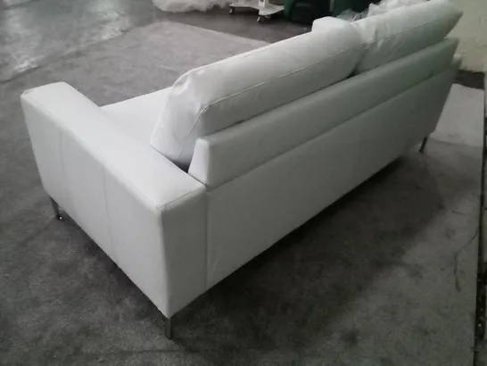 QUALITY DESIGNER BALTIMORE 3 SEATER SOFA - WHITE PREMIUM FAUX LEATHER