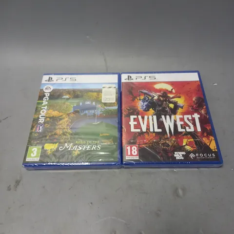 LOT OF 2 SEALED PS5 GAMES TO INCLUDE EVIL WEST AND PGA TOUR ROAD TO THE MASTERS