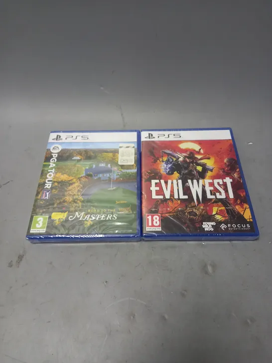 LOT OF 2 SEALED PS5 GAMES TO INCLUDE EVIL WEST AND PGA TOUR ROAD TO THE MASTERS