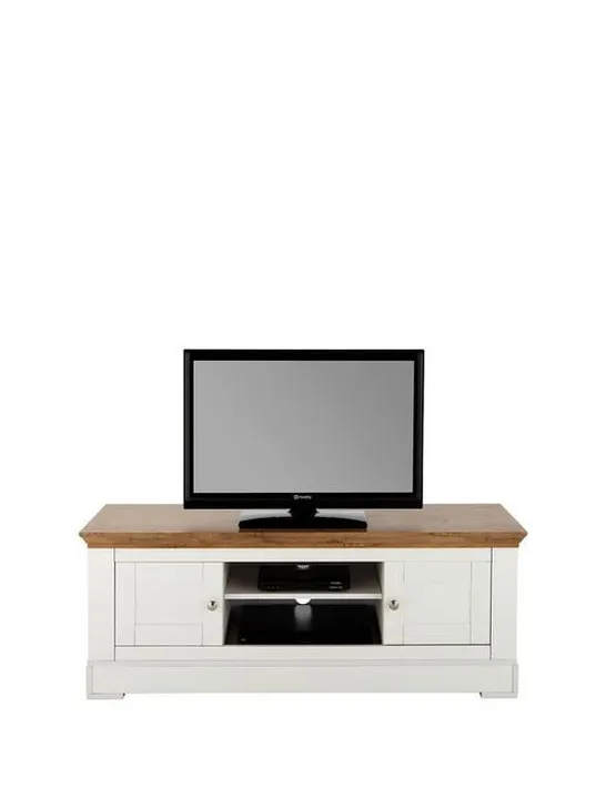 BOXED IDEAL HOME WILTSHIRE CREAM AND OAK EFFECT 2 DOOR TV UNIT (1 BOX) RRP £359