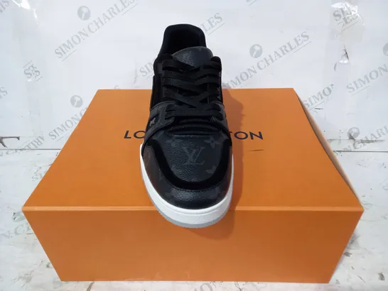 BOXED PAIR OF LOUIS VUITTON TRAINERS IN BLACK SIZE UNSPECIFIED