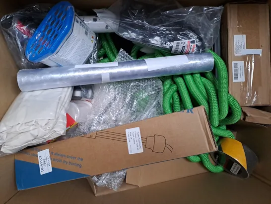 BOX OF APPROXIMATELY 20 ASSORTED HOUSEHOLD ITEMS TO INCLUDE INTELLIGENT VACUUM CLEANER, VINYL CLIPBOARD, SPRAY BOTTLE, ETC