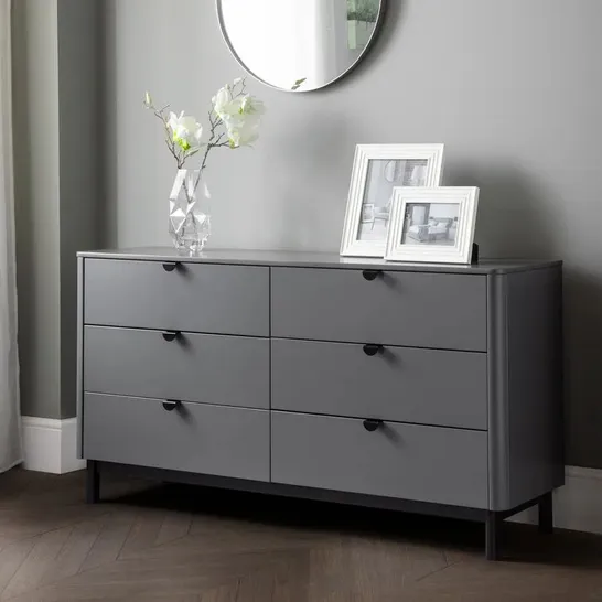 BOXED HALES 6-DRAWER CHEST OF DRAWERS IN STORM GREY (1 BOX)