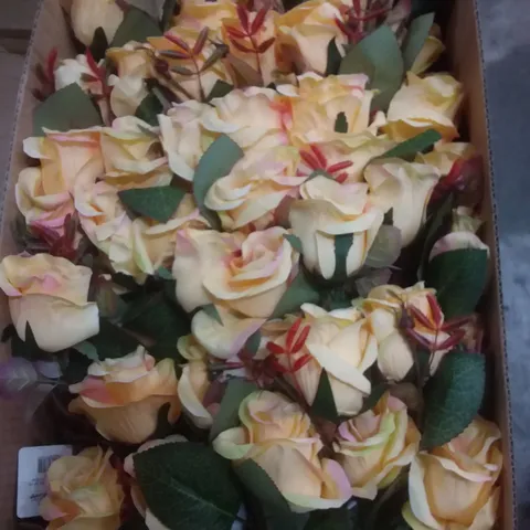 BOX OF 36 BRAND NEW SIGNATURE 64CM OPEN ROSE BUD SPRAY - YELLOW SILK FLOWERS