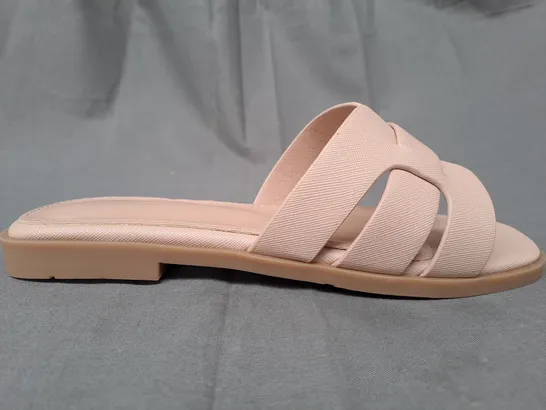 BOXED PAIR OF DESIGNER OPEN TOE SANDALS IN BLUSH EU SIZE 35