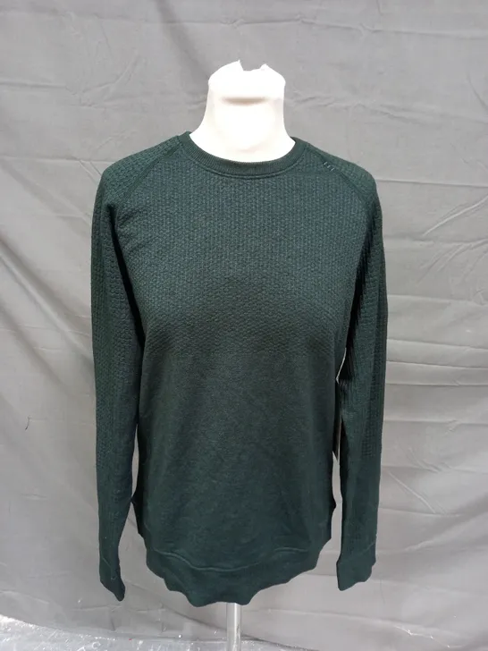 LULULEMON GREEN ENGINEERED WARMTH LS CREW JUMPER - SMALL