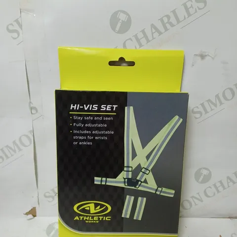 CAGE OF APPROXIMATELY 18 ATHLETIC WORKS HI-VIS SET - 5 PER BOX - COLLECTION ONLY 