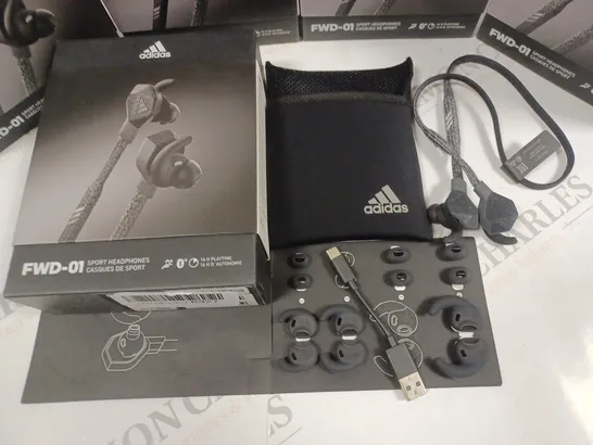 LOT OF 5 BOXED PAIRS OF ADIDAS FWD-01 SPORTS HEADPHONES