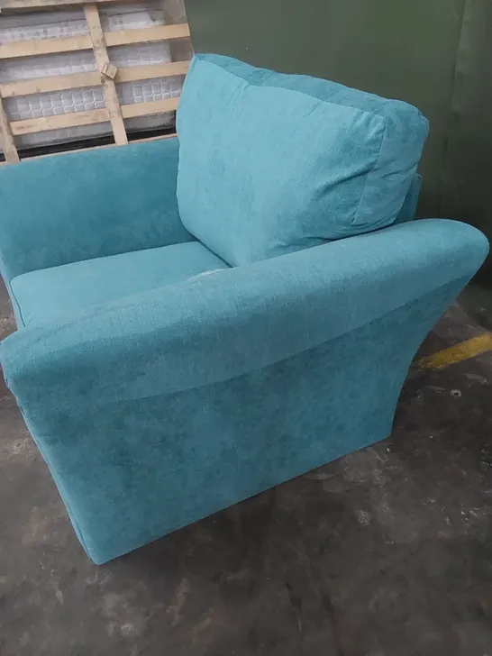 DESIGNER DURY FIXED BACK FABRIC UPHOLSTERED CHAIR - TEAL