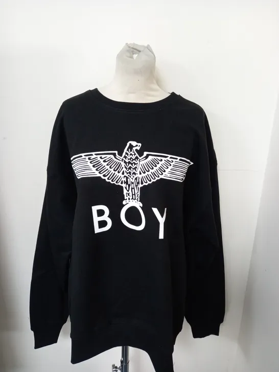 BOY LONDON EAGLE SWEATSHIRT IN BLACK/WHITE SIZE XL