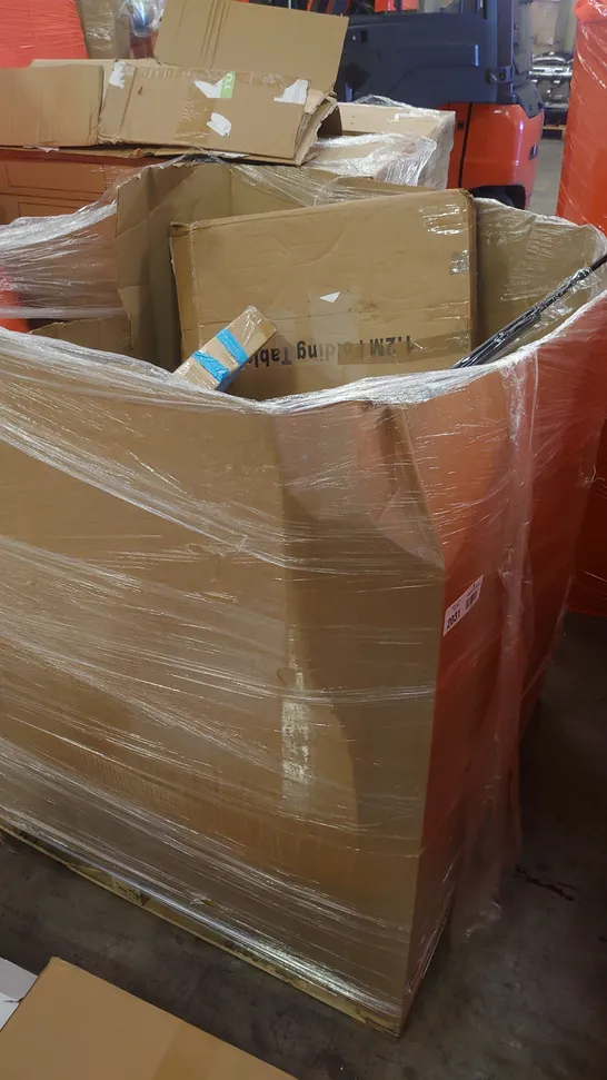 UNPROCESSED PALLET OF ASSORTED ITEMS TO INCLUDE LEVEL LUGGAGE CASE, ELECTRIC FLOOR HEATING SYSTEM AND FLOOR JEWELLERY CABINET