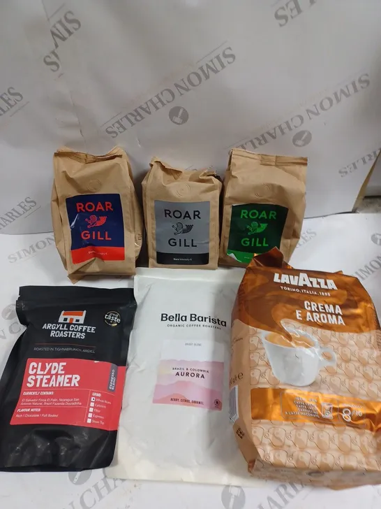 9 X ASSORTED COFFEE PRODUCTS TO INCLUDE ROAR GILL, LAVAZZA, BELLA BARISTA ETC