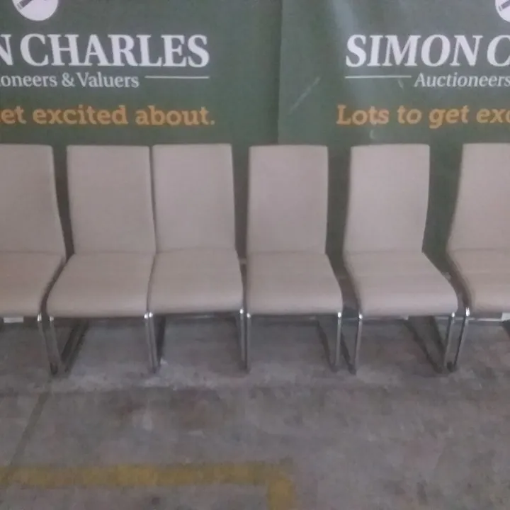 TAUPE LEATHER DINING CHAIRS (CHROME LEG) 4489665-Simon Charles Auctioneers