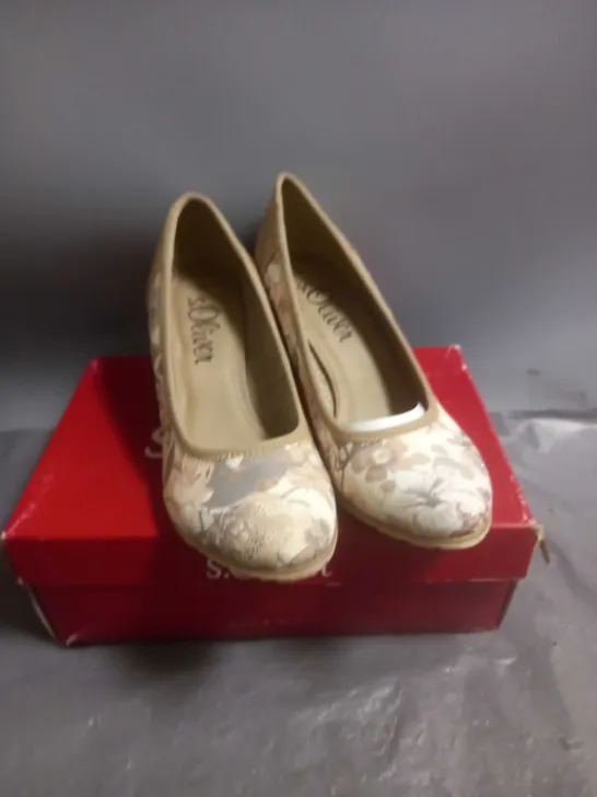 S.OLIVER LADIES LOW HEEL COURT SHOES BEIGE FLOWER DESIGN SIZE EU 40