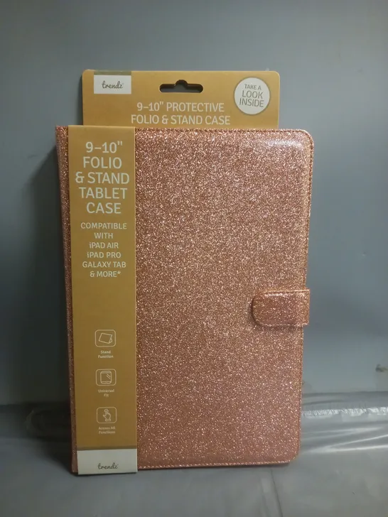 LOT OF APPROXIMATELY 22 BRAND NEW TRENDZ 9-10" PROTECTIVE FOLIO & STAND CASES IN PINK GLITTER