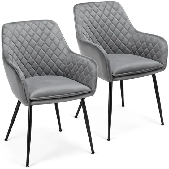 BOXED ANJNA VELVET SIDE CHAIR - GREY (1 BOX)