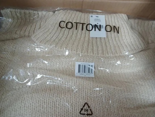 BOX OF APPROX 70 ASSORTED BRAND NEW CLOTHING ITEMS TO INCLUDE - ROLL NECK PULLOVER , CURVE KNOBBLY CARDI 