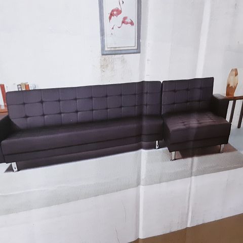 BOXED SPENCER BLACKFAUX LEATHER CORNER SOFA - 2 BOXES