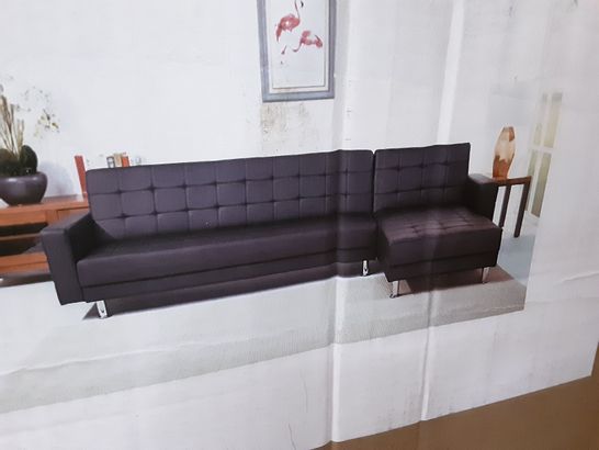BOXED SPENCER BLACKFAUX LEATHER CORNER SOFA - 2 BOXES