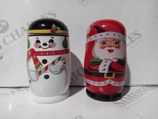 BOXED MR CHRISTMAS SET OF 2 NESTING DOLLS