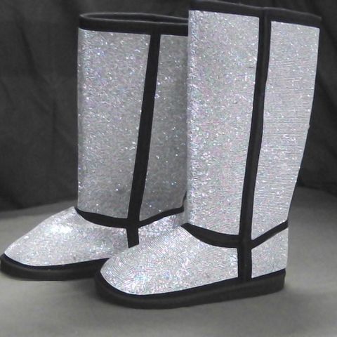 DIAMANTE COVERED BLACK SLIPPERS UK SIZE 11