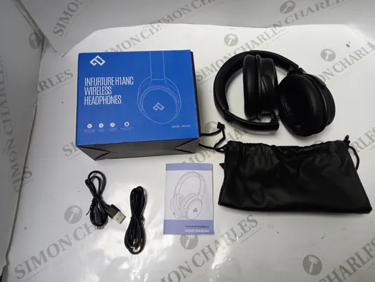 BOXED INFUTURE WIRELESS BLUETOOTH HEADPHONES - MODEL BN701A - WITH CARRY BAG, AUDIO/USB CABLES AND INSTRUCTIONS