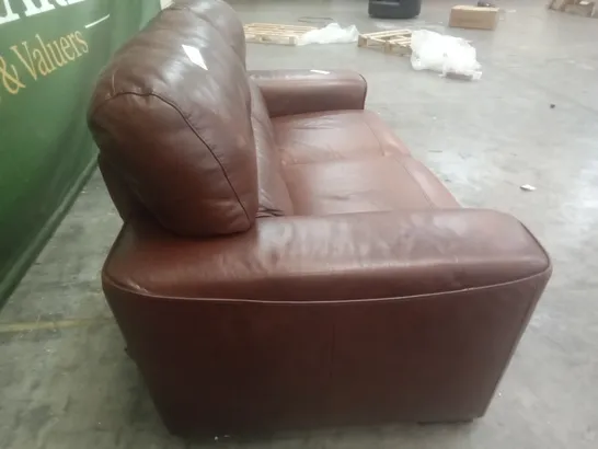 QUALITY ITALIAN DESIGNER GUTTUSO 2 SEATER LOVESEAT SOFAS - BROWN LEATHER 