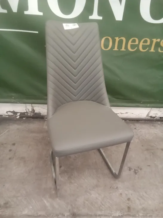 DINING CHAIR - GREY LEATHER