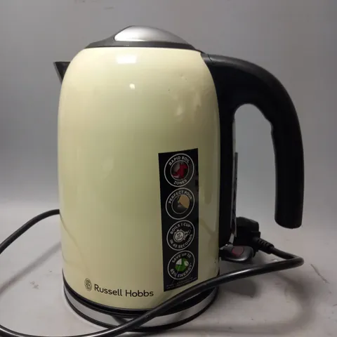 BOXED RUSSELL HOBBS STAINLESS STEEL KETTLE IN CREAM