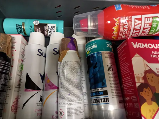 BOX OF APPROX 12 ASSORTED AEROSOLS TO INCLUDE JOHN FRIEDA THICKENING MOUSSE, SURE DEODORANT, SOFT&GENTLE DEODORANT, ETC 