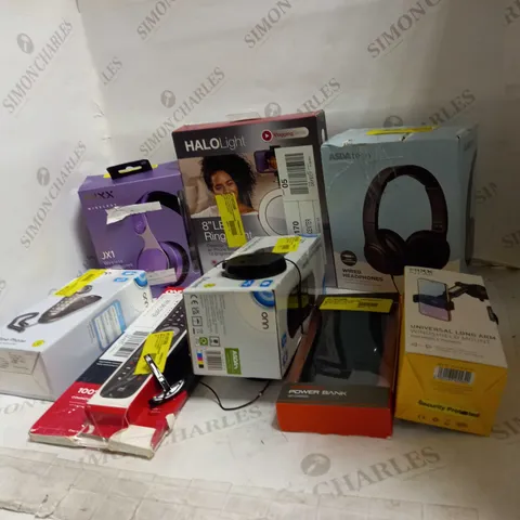 LOT OF ASSORTED ITEMS TO INCLUDE HEADPHONES, PHONES AND POWER BANKS