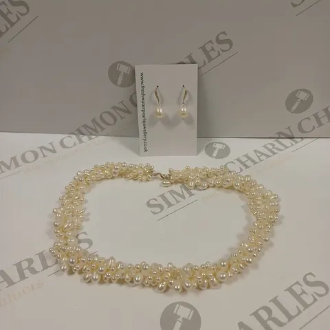 BOXED FRESH WATER PEARLS JEWELLERY NECKLESS AND EARRINGS. 