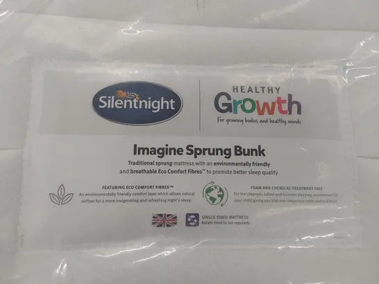 QUALITY BAGGED SILENTNIGHT IMAGINE SPRUNG 3' SINGLE BUNK BED MATTRESS 