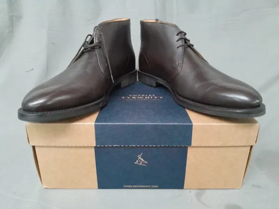 BOXED PAIR OF CHARLES TYRWHITT CHUKKA BOOTS IN CHOCOLATE UK SIZE 10