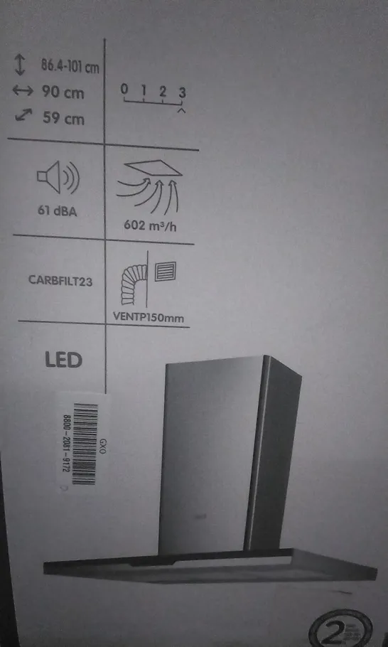 BOXED COOK & LEWIS CLIBHS90 ISLAND BOX HOOD (CHROME) 