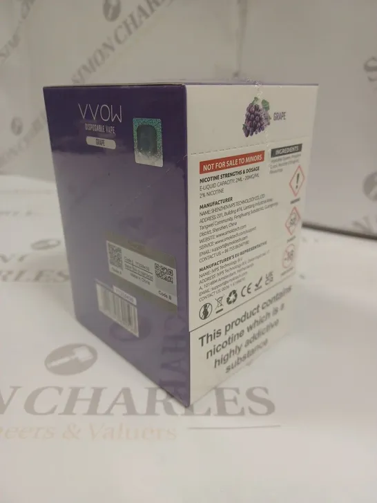 SEALED SMOK VVOW 10-PACK OF DISPOSABLE VAPES - GRAPE