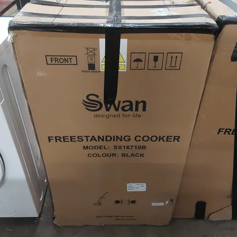 BOXED SWAN SX16710B 50CM WIDE ELECTRIC SOLID BLACK COOKER