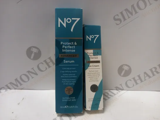 BOX OF 2 NO.7 PROTECT & PERFECT INTENSE ADVANCED PRODUCTS TO INCLUDE SERUM 30ML & EYE CREAM 15ML