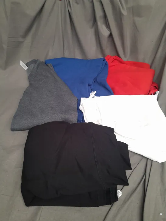 LARGE BOX OF ASSORTED SPORTS CLOTHING ITEMS IN VARIOUS SIZES, COLOURS AND STYLES