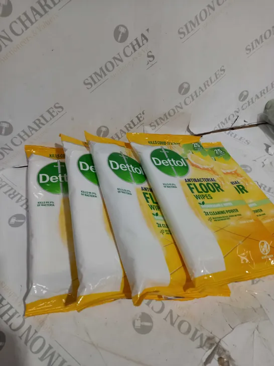 5 X PACKS OF DETTOL ANTIBACTERIAL FLOOR WIPES - LEMON & LIME