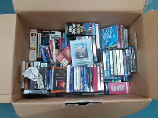LARGE BOX OF APPROXIMATELY 100 CASSETTE TAPES