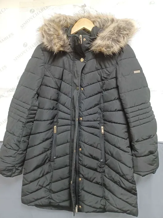 CENTIGRADE FAUX DOWN COAT WITH REMOVABLE HOOD SIZE S 