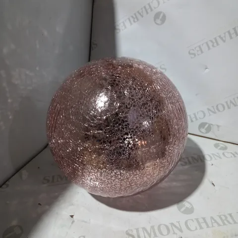 DESIGNER CRACKLE BLUSH PINK GLASS ORNAMENT 