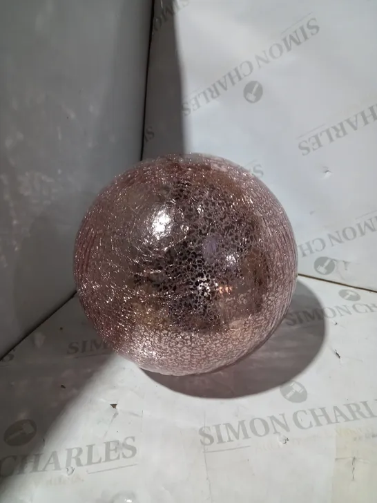 DESIGNER CRACKLE BLUSH PINK GLASS ORNAMENT 