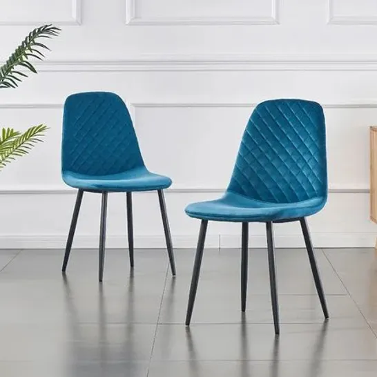 BOXED SET OF 2 BRIENNA VELVET UPHOLSTERED CHAIRS - DARK TEAL (1 BOX)