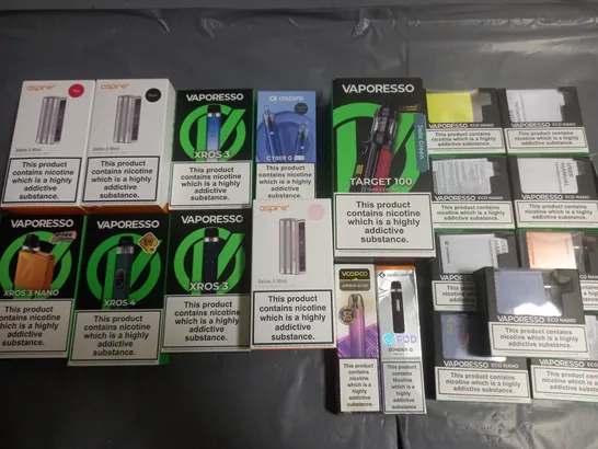 LOT OF APPROXIMATELY 20 ASSORTED VAPING ITEMS TO INCLUDE VAPORESSO, ASPIRE AND GEEKVAPE