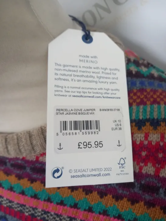 SEASALT CORNWALL PERCELLA COVE JUMPER SIZE 10