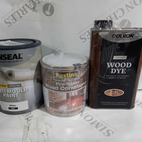 APPROX 20 HOUSEHOLD ITEMS TO INCLUDE ANTI MOULD PAINT, WOOD DYE, WOOD CONDITIONER