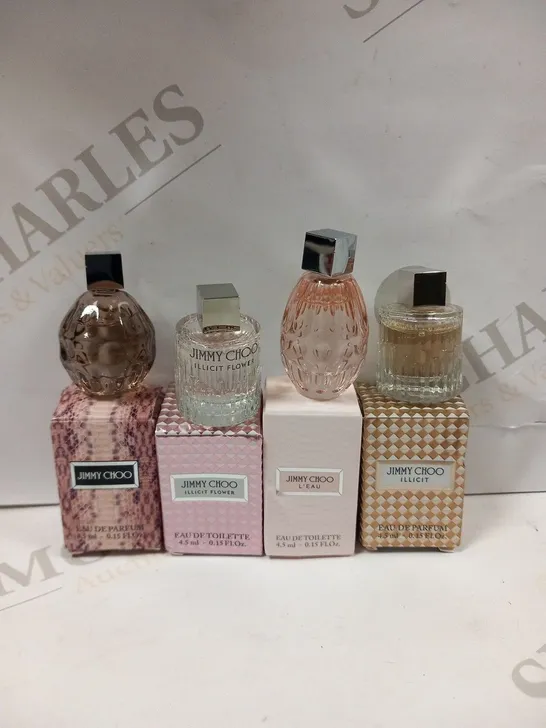 4 ASSORTED JIMMY CHOO 4.5ML SAMPLES TO INCLUDE; ILLICIT, L'EAU, ILLICIT FLOWER